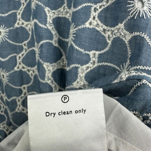 2/$30 Draper James Embroidered Eyelet Chambray Fit & Flare Dress Size 2 Coastal - Picture 10 of 12